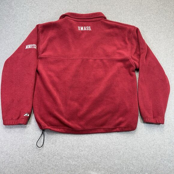 Vintage UMASS Minutemen Pro Player Mens Large L Red Full Zip Fleece Jacket Y2K - Picture 6 of 9